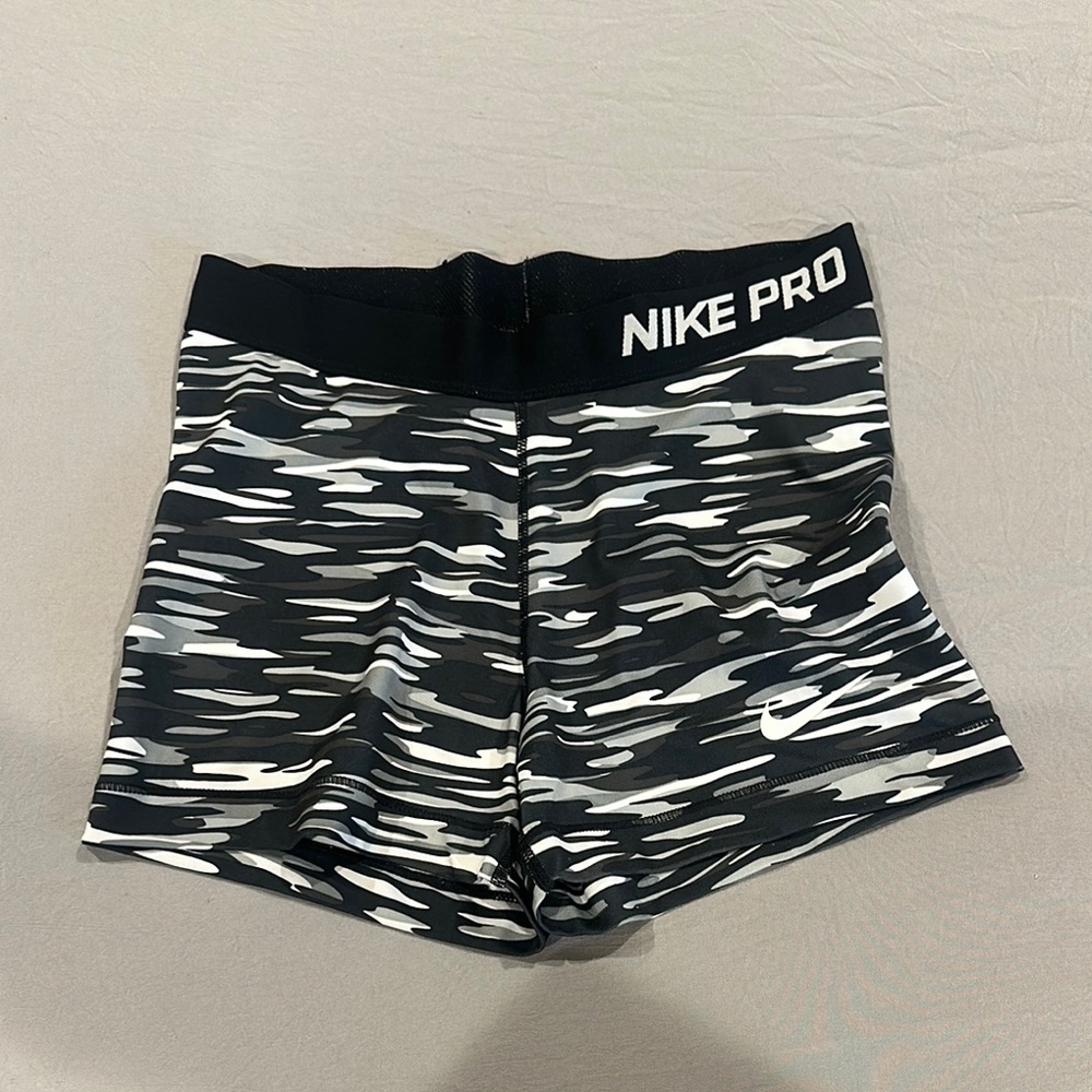 Nike Pro Black and White Camo Shorts